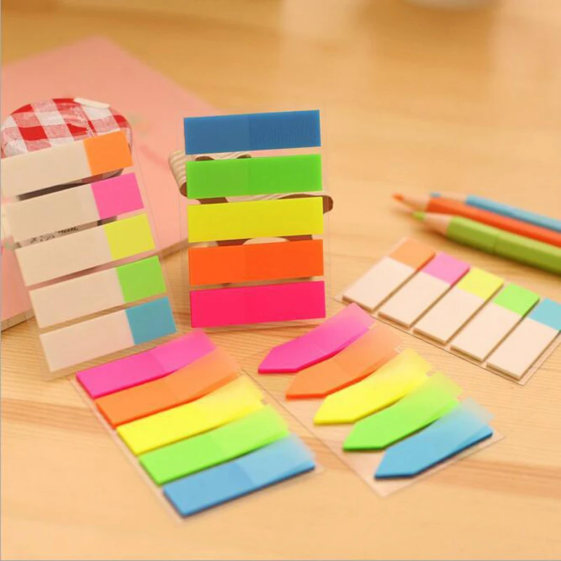 6pcs/lot 5 Color Self adhesive Cute 100 Pages Plastic Sticker Post It