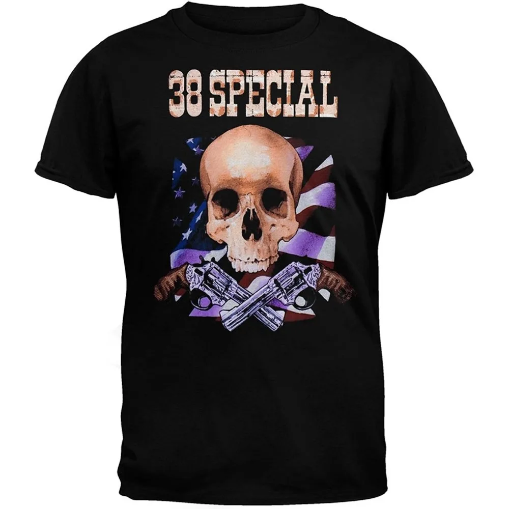 

2018 Cool Funny T Shirt High Quality Tees 38 Special - Skull Flag Guns 07 Tour T-Shirt Summer Style T shirt