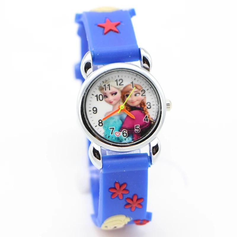 Relojes Mujer Infantil Reloj Снежная королева принцесса Эльза Анна мультфильм часы 3D Детские кварцевые наручные часы