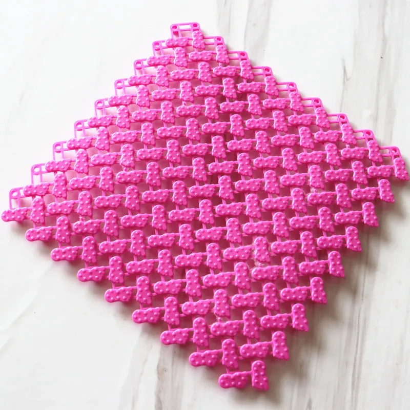 Pink Mrosaa Противоскользящие коврики для ванной комнаты DIY мягкий ковер пластиковый волшебный пэчворк лобзик Сращивание головок стеклянная дверь Ванна Туалет поставка - Цвет: Pink