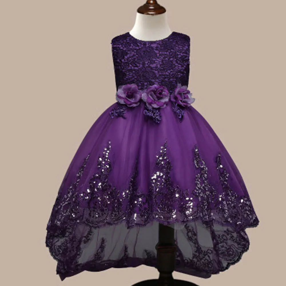 

MUQGEW Girl Princess Dress for Wedding Bowknot Gown Tutu Children Princess Party Formal Dress Lace Flower Girl Dress 4-10 Years