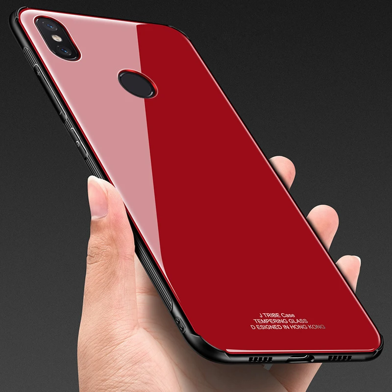 Tempered Glass Case for Xiaomi MI 8 Mi8 Hard Back Cover Soft TPU