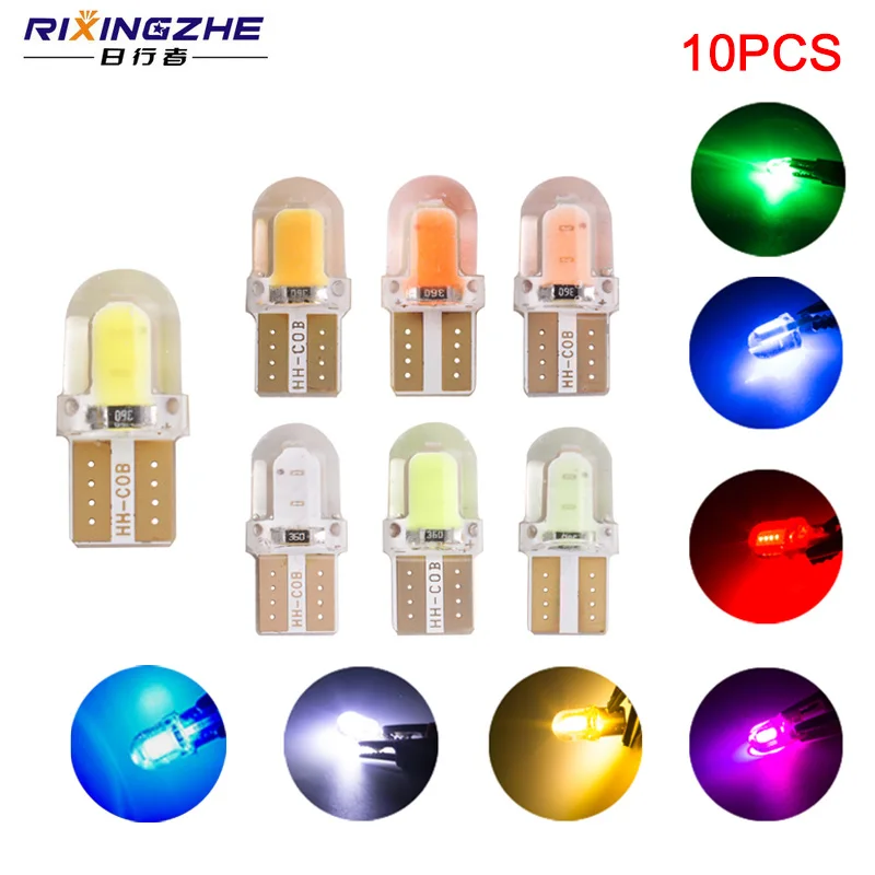 

RXZ 10pcs Cob t10 led W5W LED No Error silicone LED T10 For Car Parking Lights Clearance Bulbs Interior Dome plate Lights 12V