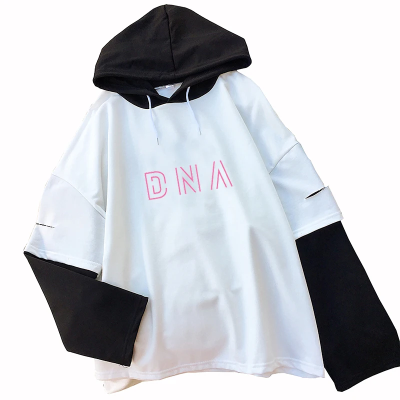 

New DNA Tshirts Bangtan Boys Casual Fake Two Pieces T shirt Pullovers Korean Kpop Fans Clothes Harajuku Kawaii Tops