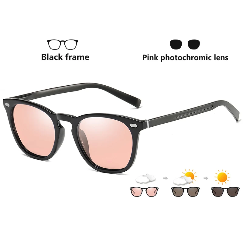 Классические ретро женские солнцезащитные очки кошачий глаз фотохромные поляризованные розовые солнцезащитные очки мужские очки Oculos gafas de sol mujer UV400 - Цвет линз: BS-Black-pink