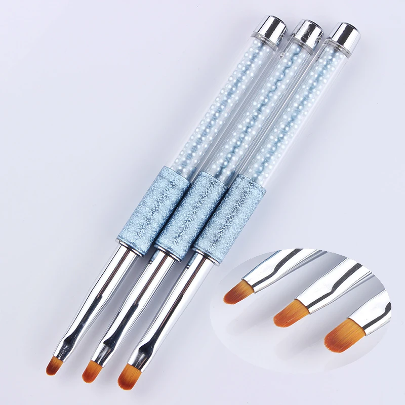 

1 Pc UV Gel Painting Pen Drawing Brush Round Head Blue Rhinestone Handle Manicure Nail Art Tool