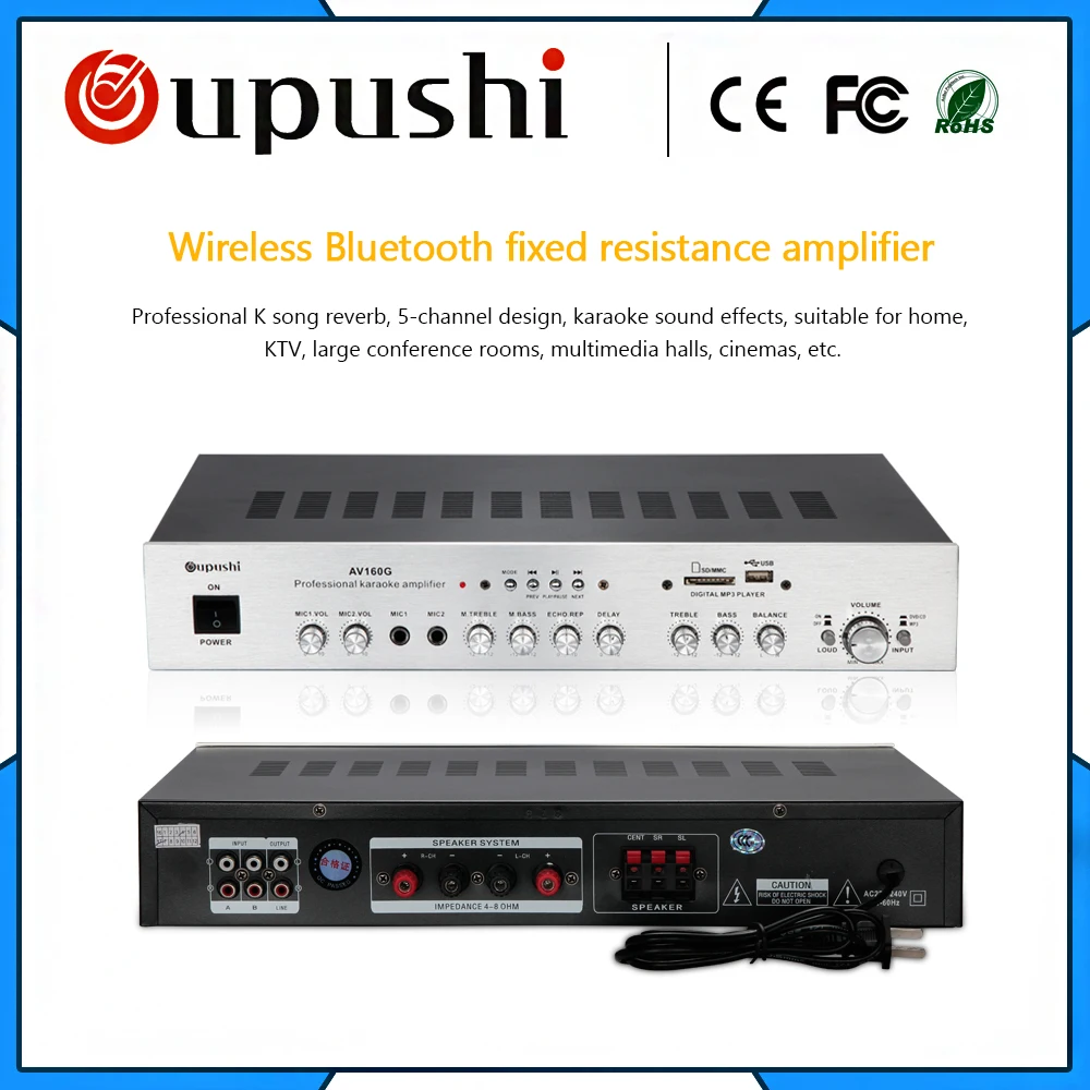 oupushi AV160G Hifi Stereo Audio Amplifier Home Karaoke amplifier With Bluetooth 5.1 oupushi AV160G Hifi Stereo Audio Amplifier Home Karaoke amplifier With Bluetooth 5.1
