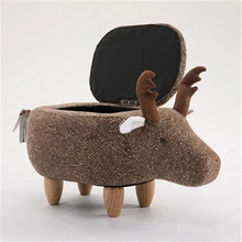 20% Creative Cute Animal Change Shoes Stools Solid Wood Deer Animal Storage Low Stool Sofa Bench Small Stool Chair For Kids