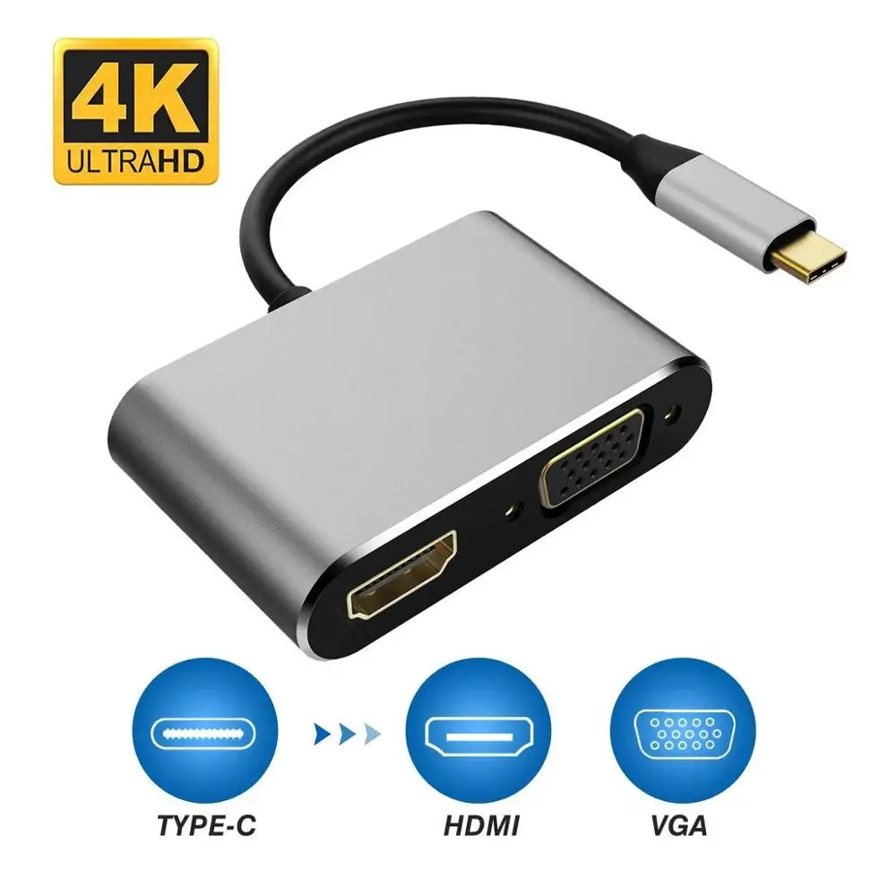 USB-C Thunderbolt 3 для Samsung Galaxy S8 S9 + Note 8 Mate10 P20 USB Type C адаптер Macbook Pro с 4K HDMI VGA | Электроника