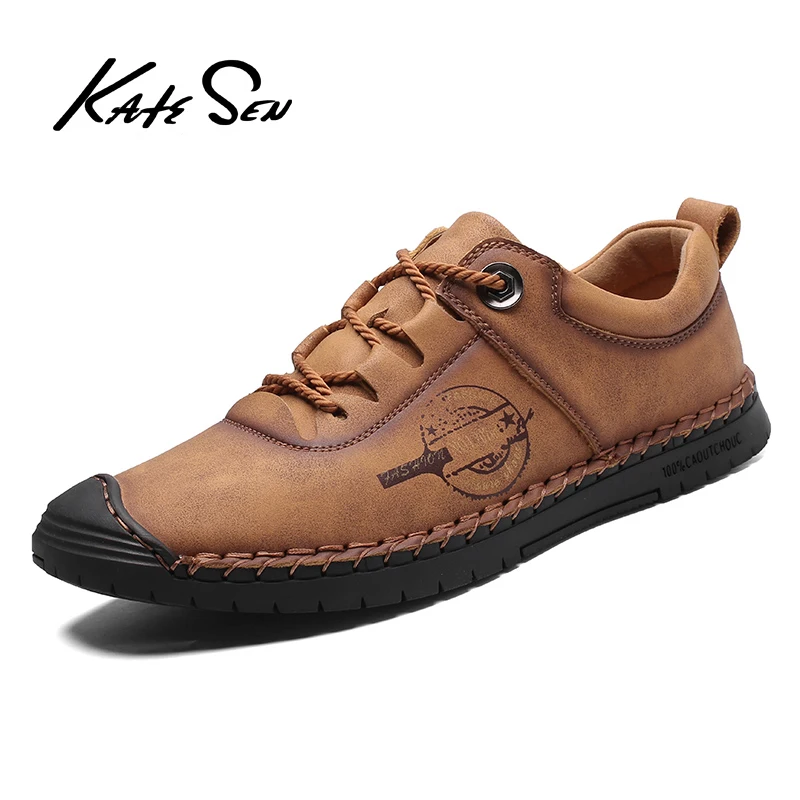 

KATESEN men's leather shoes fashion soft sole casual shoes designer handmade business shoes Non-slip Driving Shoes men's shoes
