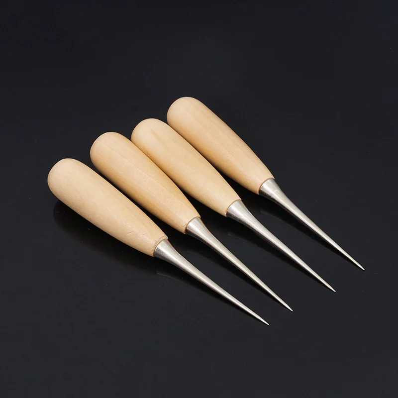 1 PCS Leather Stab Tool DIY Gadget Wood Handle Drillable Awl Round Solid Beech for Craft|tool diy|tools fortools leather |