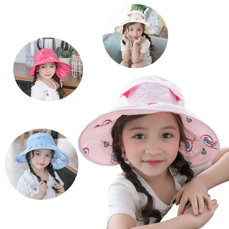 Waterproof Sunscreen Sun Hat for Girls Summer Anti UV Children Bucket