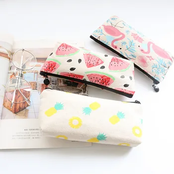 

Cute Fresh Summer Style Watermelon pineapple Flamingos Pen Pencil Case Case School Office Supply Student Stationery Kid Gift