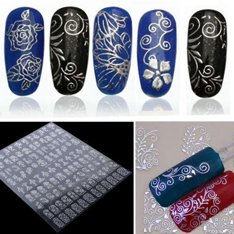 Профессиональные женские 108 шт Цветочные стикеры 3D на ногти Nail Art штамповки наклейки DIY