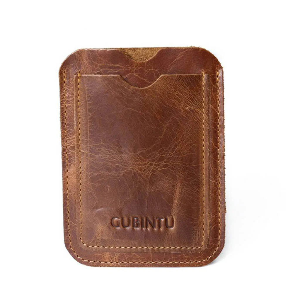 GUBINTU Geniune кожаный бумажник для карт простой дизайн ID держатель для карт Passcard Карманный классический высококачественный брендовый мужской кошелек - Цвет: Brown
