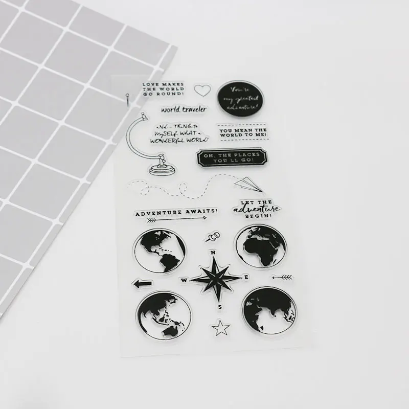 

World traveler Tellurion compass silicone stamp, children diy Handmade Scrapbook diary Photo Album decor students soft Stamps