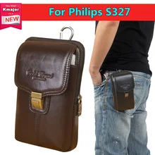 Genuine Leather zipper pouch Belt Clip Waist Purse Case Cover for Philips S327 5.5inch Mobile Phone Bag Free Shipping
