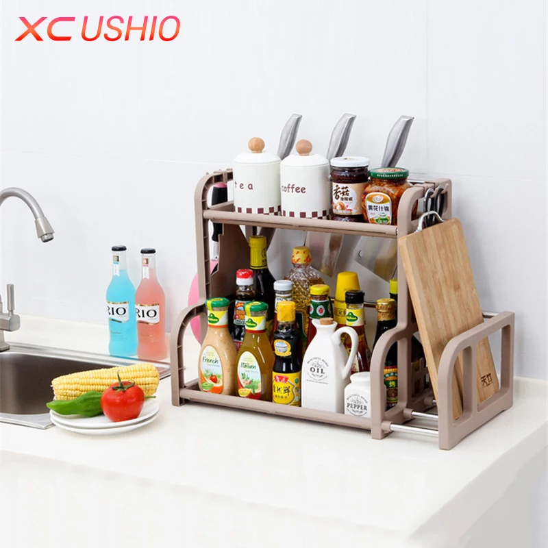 Multi function Kitchen Shelf Stainless Steel Rack Condiment Knife