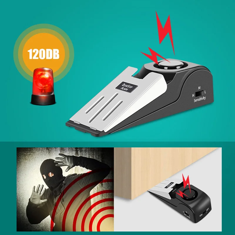 

Wedge Door Stop Alarm with 120 DB Traveling DIY Home Apartment Security Door Stopper JFlyer