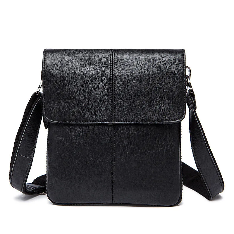 Ретро Мужская сумка-тоут, повседневный портфель, Бизнес Стиль, на плечо, нить, кожа, мужские сумки-мессенджеры, iphone, ipad, сумка, мужская сумка, с клапаном, с карманом - Цвет: black