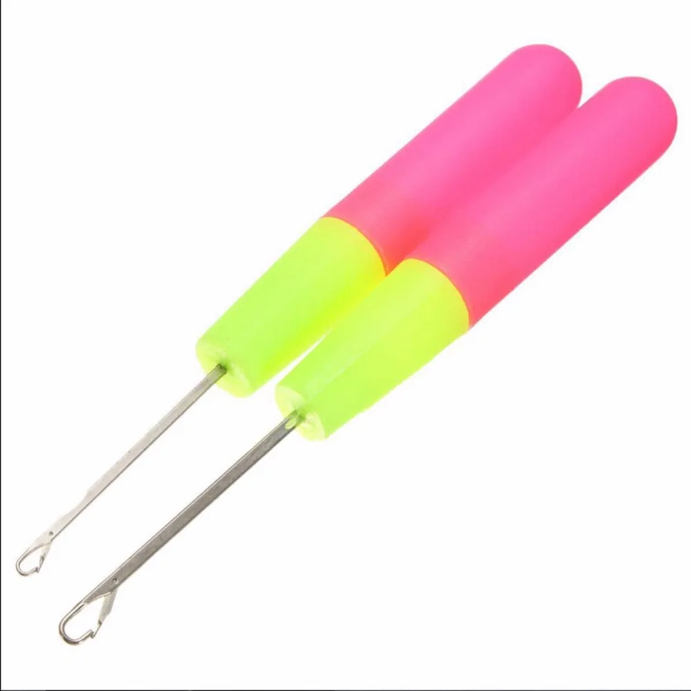 

Practical Plastic Handle Crochet Hook Interlocking Lock Hair Metal Micro Air Braid Needle DIY Tool Useful 2-Size Small Size 1Set