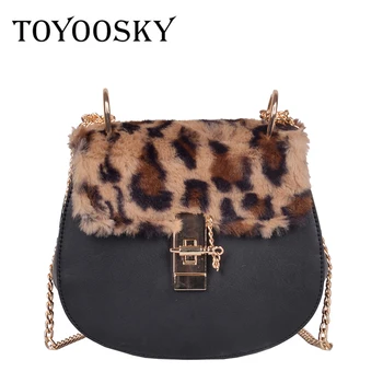

TOYOOSKY Saddle Bags for Women 2018 Leopard Fur Handbag Casual Shoulder Bag Small Crossbody Bag High Quality Leather Clutch Bags