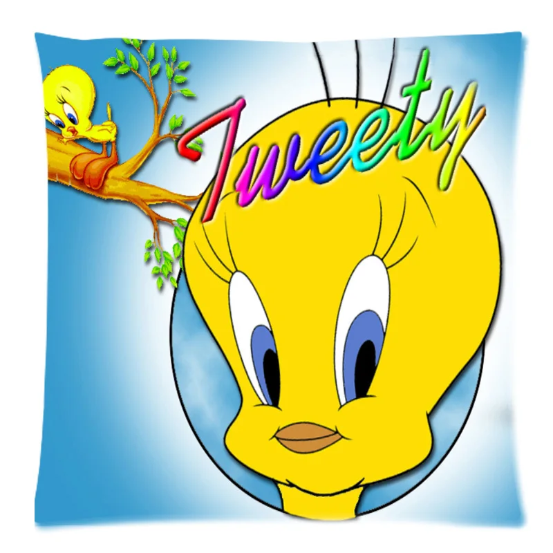 Двусторонний чехол для подушки Tweety Bird изготовленный на заказ полиэстер