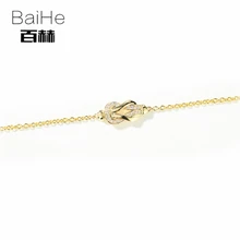 BAIHE Solid 14 K желтое золото 0.05ct Сертифицированный H/SI натуральные Алмазы обручальные женские классические ювелирные изделия браслет