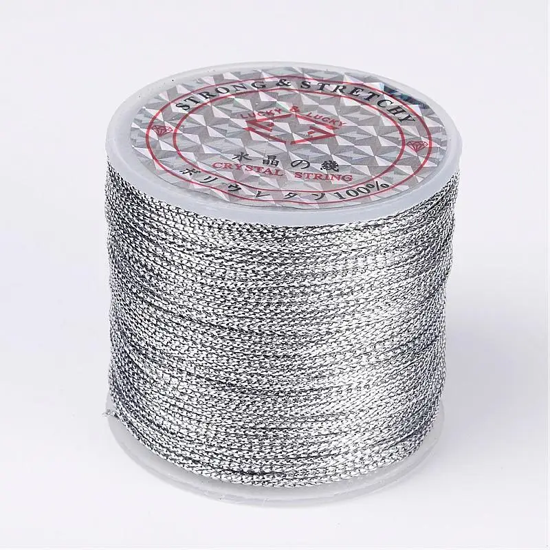 Metallic Cord, In Silver Color, 0.8mm wide, 100m/rollin Jewelry