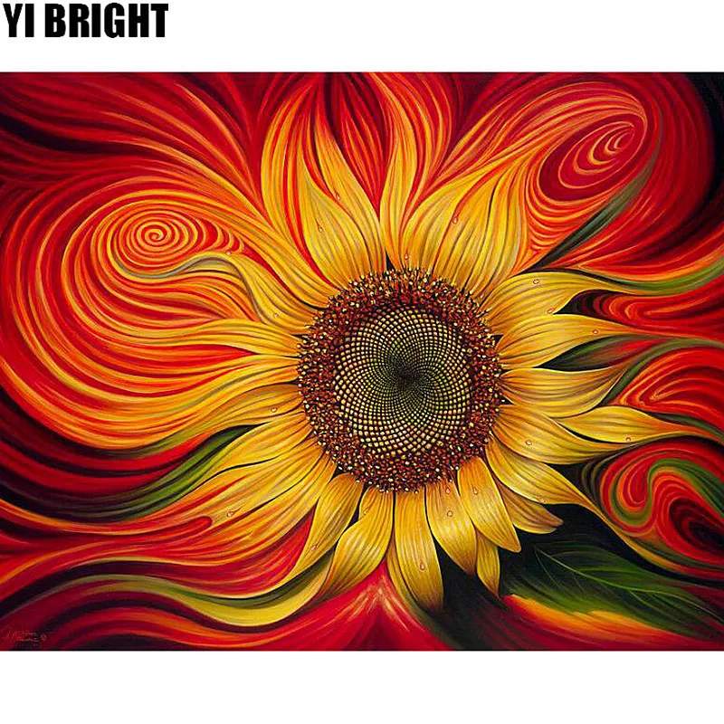 Алмазная живопись 5D DIY Бриллиантовая вышивка Фэнтези sunflower крестиком полная