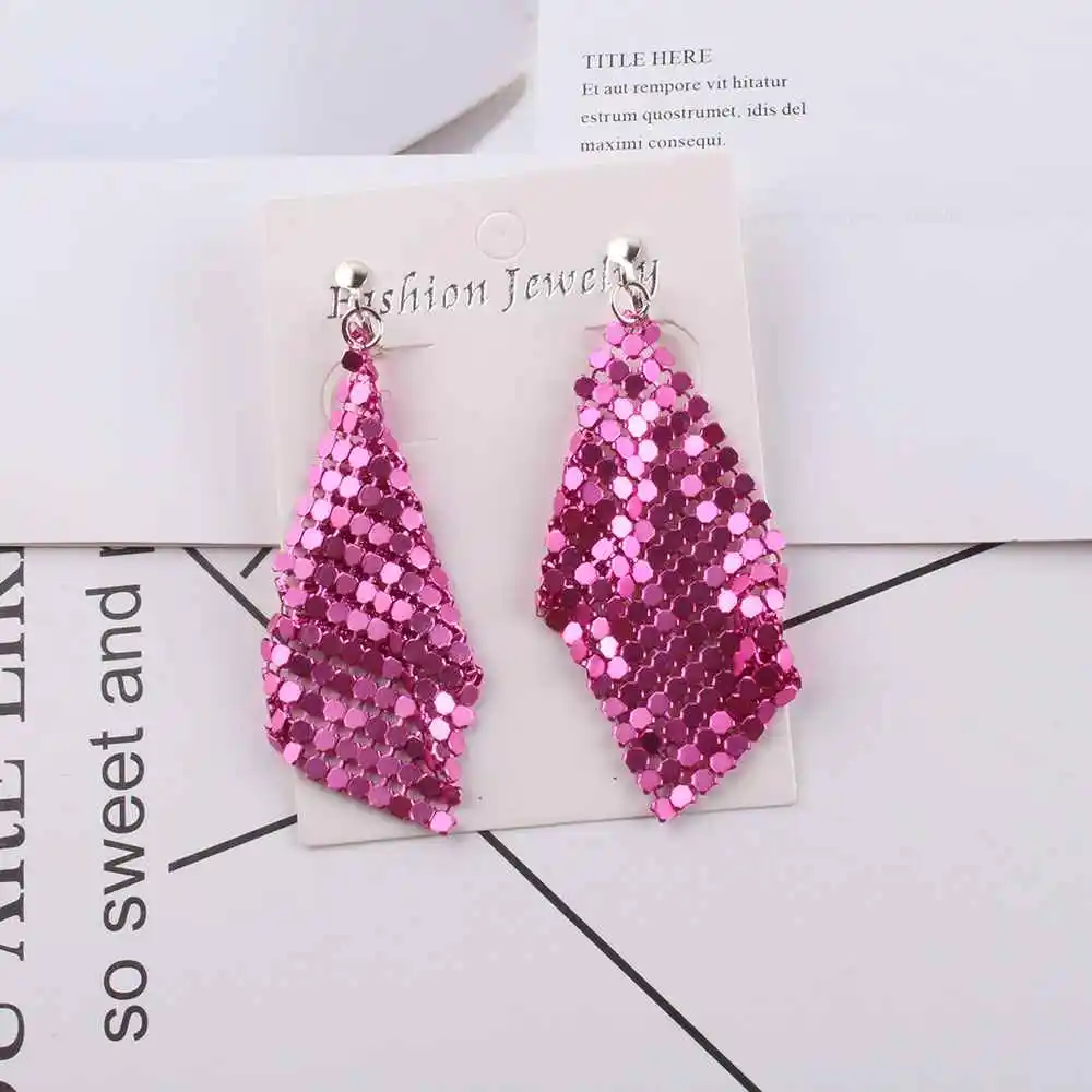 Charm 7 color Sequin Clip on Earrings Without Piercing for women New Geometric Round Shiny No ear piercing earring jewelry - Окраска металла: Pierced G