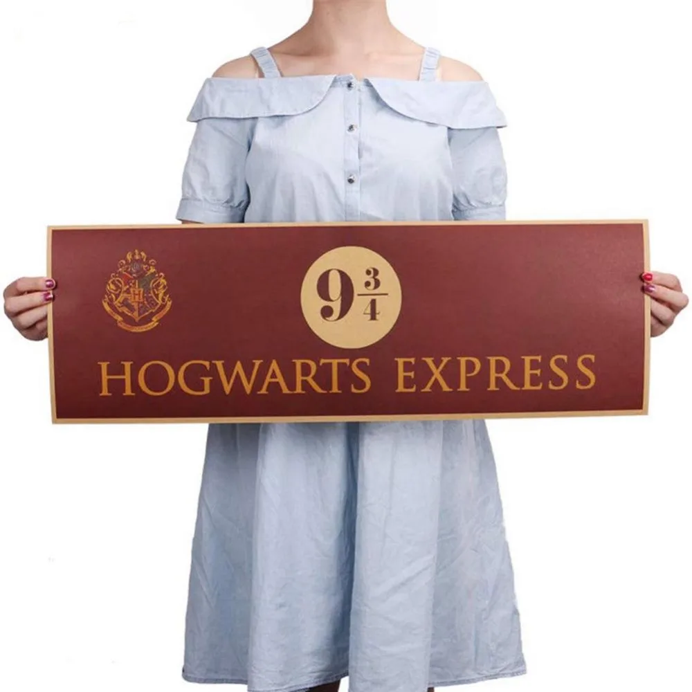 

Hogwarts Express 9 and 3/4 Design Drawings Nostalgic Vintage Kraft Paper Classic Poster Home Decor Garage Wall Decor Art Sticker