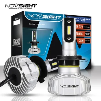 

NOVSIGHT 2Pcs Car LED headlight 360 degree H7 LED H4 LED Bulb 60W 10000LM 6500K White 12V Turbo LED Car Headlight Bulb