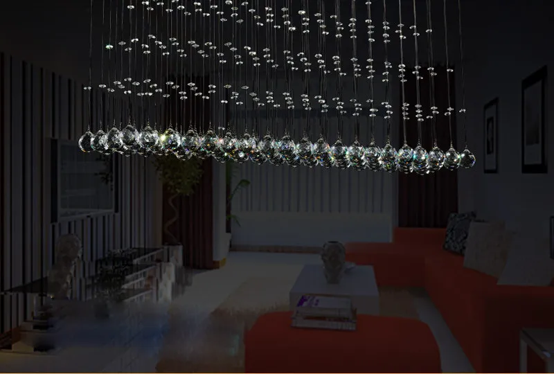 ZYY Современные хрустальные люстры висит провод Crystal лампы светодиодный волны Кристалл светло-ресторан-бар Освещение в гостиную лампа