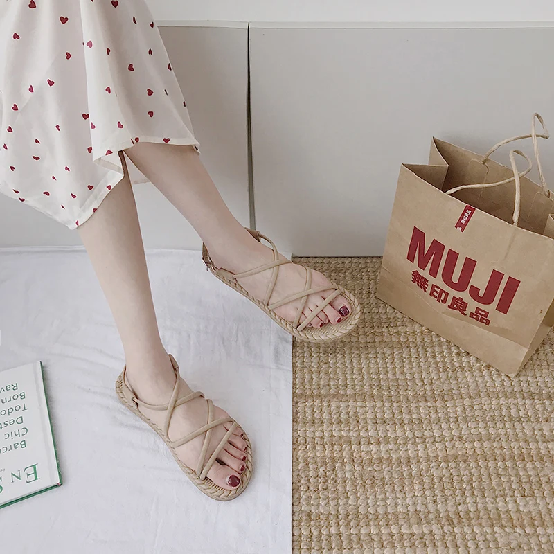 

2019 new summer Roman sandals female students super fire fashion wild ins tide fairy wind flat shoes sandalias mujer 2019
