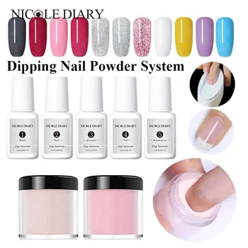 

NICOLE DIARY 10ml Dipping System Powder Gradient French Nail Color Glitter Without Lamp Cure Nail Art Decorations