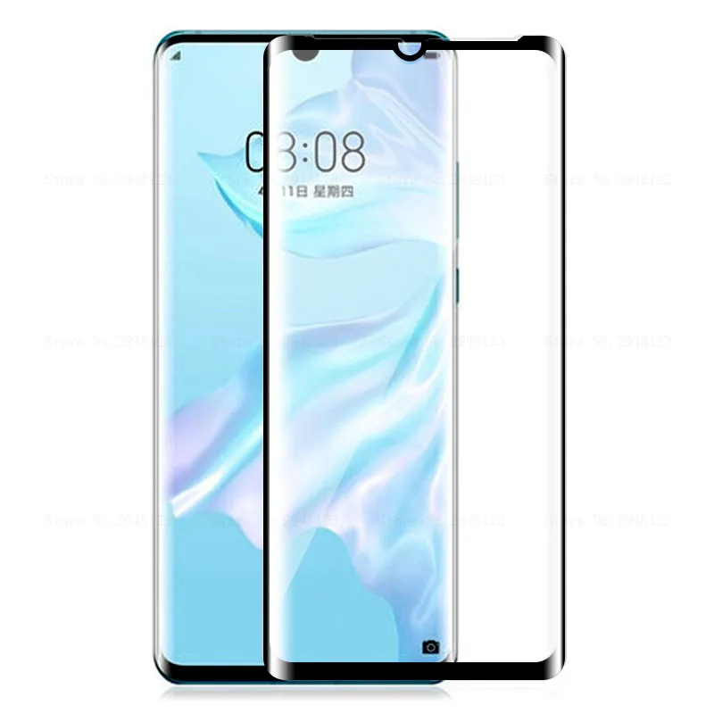 5D полный клей изогнутый для huawei P30 P30 Pro P30 Lite чехол из закаленного стекла на Huavei P 30 Pro Light P30Pro P30lite 30Pro защитное стекло - Цвет: Black