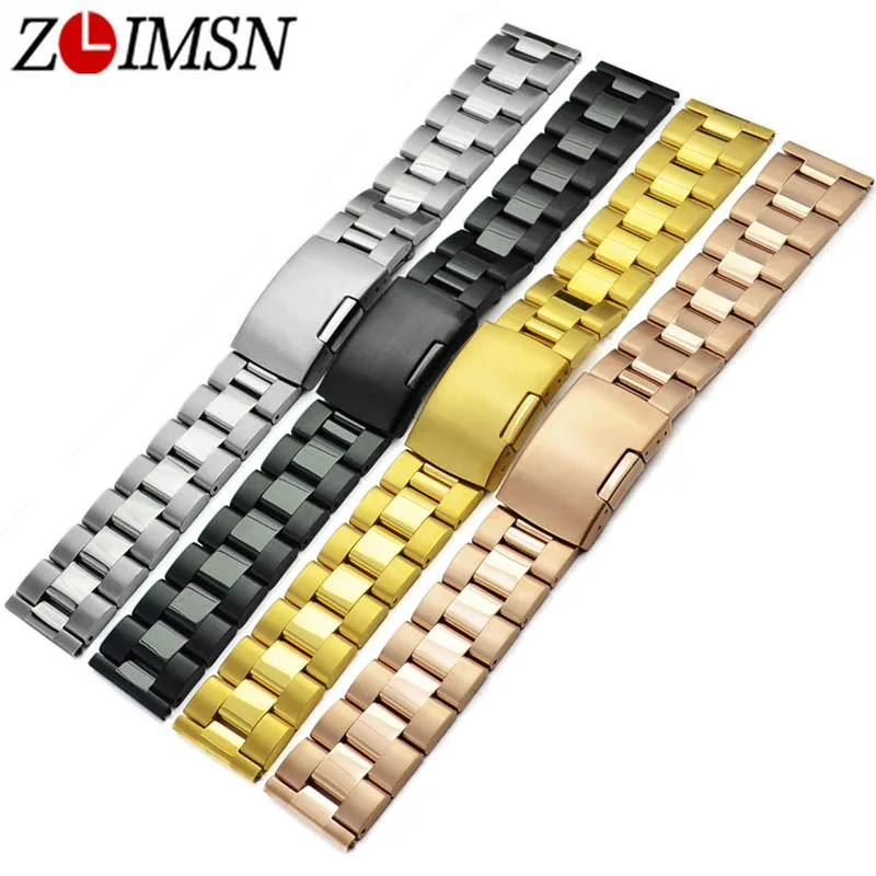 18 19 20 22 24 26 28 30mm Pure Solid Stainless Steel Watch Bands Strap Bracelets