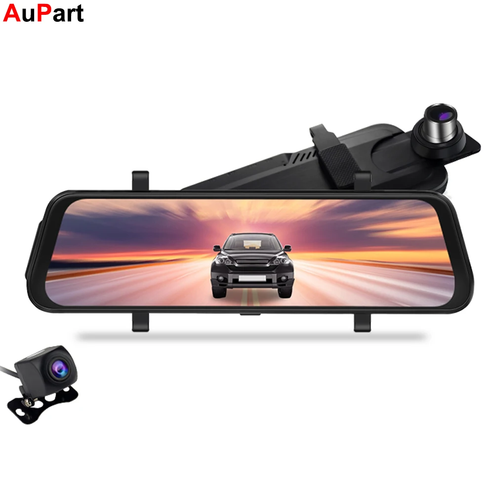 Dash Cam Driving Car DVR Recorder Auto Camera Rear View Mirror 10 inch Touch Parking Monitor Dual Lens Automovil Camara Coche