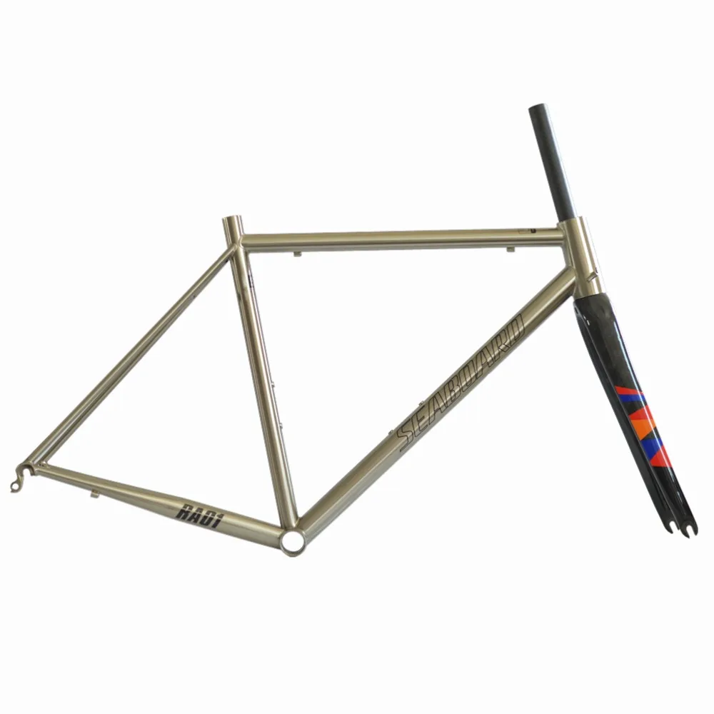 Best Seaboard Classic CR-MO Steel Road Bike Frame Carbon Fork 700C Chrome Frameset Tapered Brush Silver 4130 Heat Treating 0