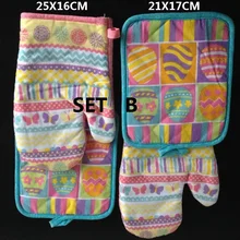 4 шт пасхальные яйца цыпленок стили рукавицы печи и Прихватки 1 набор включает 2 шт перчатки и 2 шт прихватки