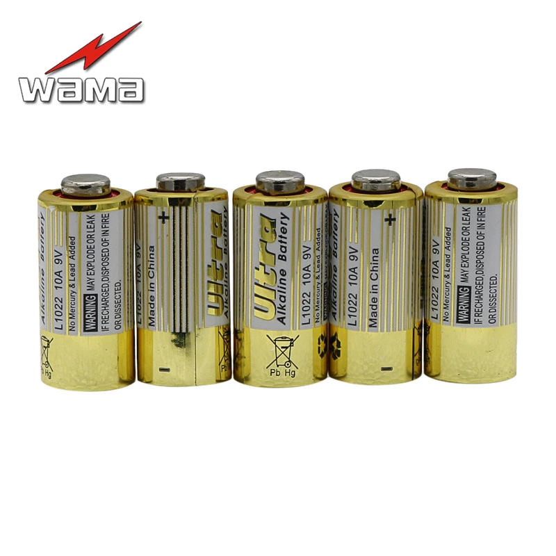 5 шт./упак. Wama 10A 9V L1022 главным образом высушите Аккумуляторы для двери гаража завальцовки дистанционного Управление Батарея Высокое качество оптом