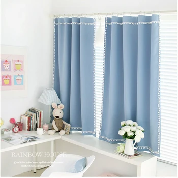 

RZCortinas Blackout Curtains for Living Room Blue Curtains for Bedroom Korean Style Curtain Home Decor Drapes Window Blinds 1PC