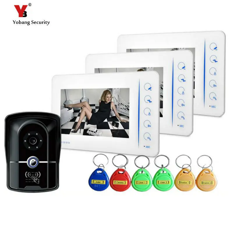 

Yobang Security " Color Video Door Phone Doorbell Intercom System 1000TVL High Resolution Release Unlock Doorbell Home Security
