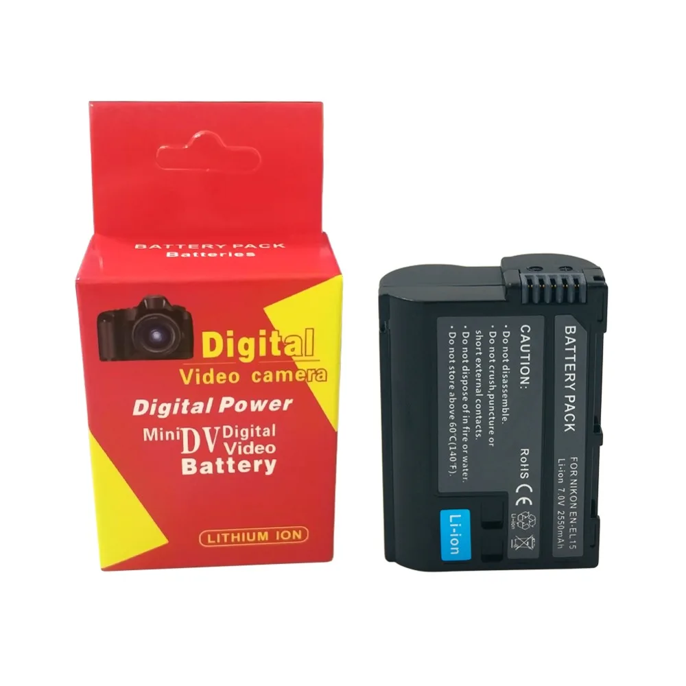 2 шт. ENEL15 RU EL15 EN-El15a 2550 мА/ч, Перезаряжаемые Замена Камера Батарея для Nikon D500 D750 D7100 D7500 D800 D600 батареи