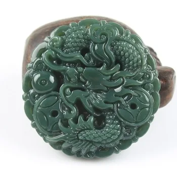 

Natural Real HETIAN Stone Pendant Carved Chinese Dragon Lucky pendants Amulet Pendant Necklace Fashion Jewelry Free Rope