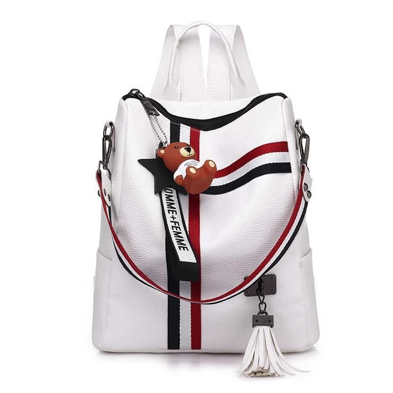 Nevenka Women Leather Backpack Fashion School Bag for Girls Zipper Backpack with Tassel Anti Thief Backpacks Female Travel Bags08