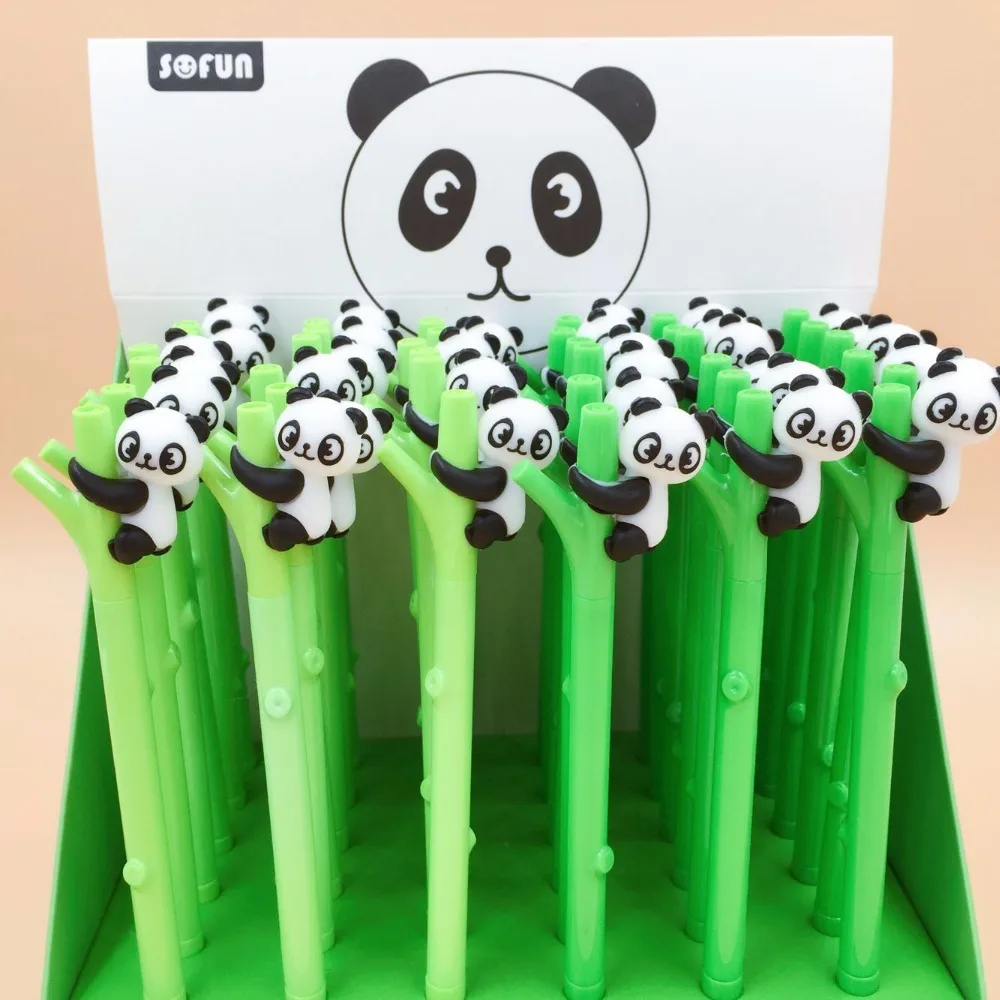 

36pcs/pack 0.5mm Black Ink Creative Cartoon Bamboo Panda Gel Pen/student Prize Promotion Gift Unisex Sign Pen