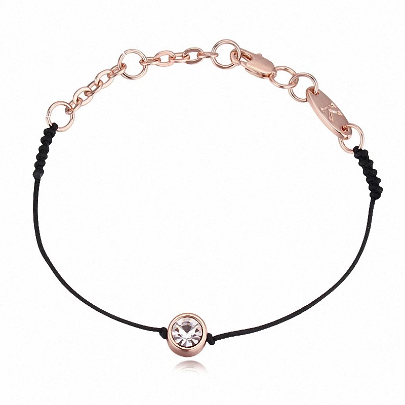 

2 Colors Real Austrian Crystals jewelry thin Black thread string rope Charm Bangles for women Fashion New style