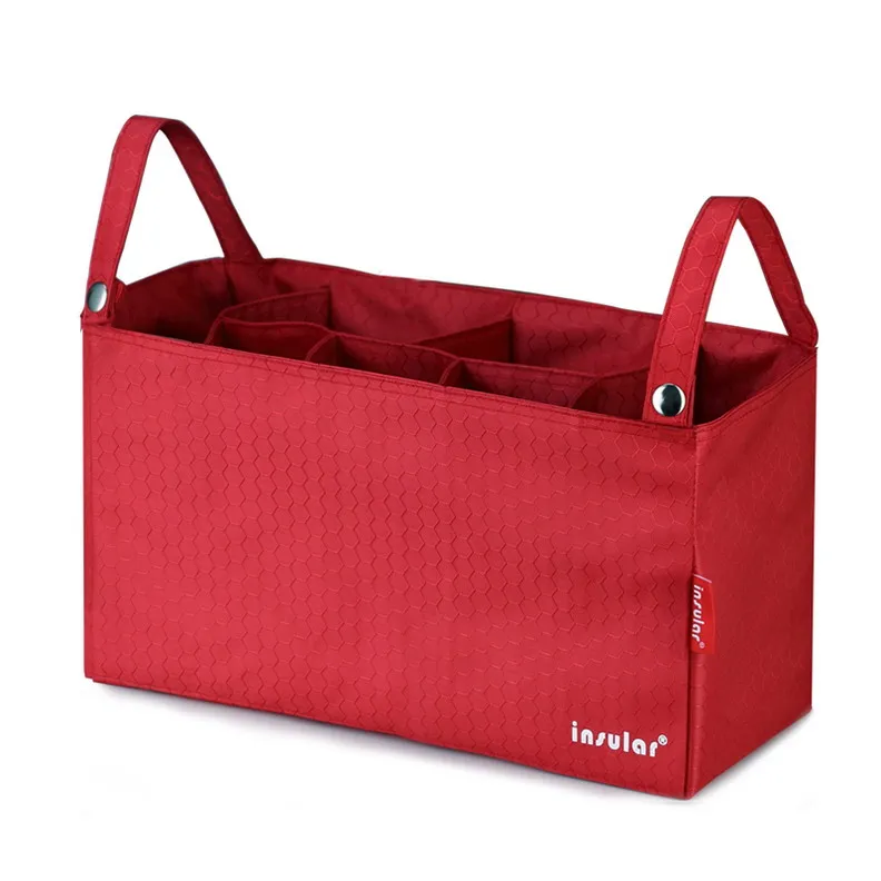Изоляционная многоцветная сумка-Органайзер для коляски, термоизоляционные сумки, сумка для подгузников для родителей и мам, большое пространство для хранения - Цвет: Red